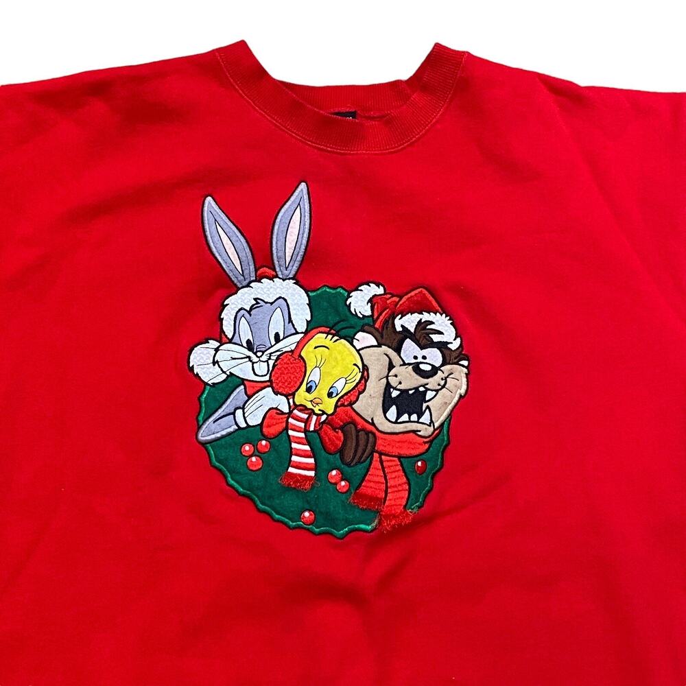 1997 Looney Tunes Taz Bugs Bunny Tweety Christmas Sweatshirt L
